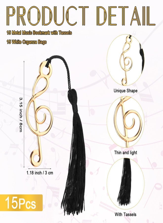 Gilprop 15 Sets Music Party Favors Include 15 Where Words Fail Speaks Music Pens 15 Metal Musical Symbols Bookmark with Tassels Musical Choir Prizes Gifts Piano Teacher Gift for Artists Office Supplies - Image 3